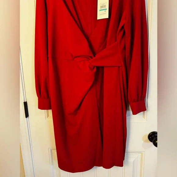 DKNY Red V-Neck Dress NWT - Picture 7 of 9